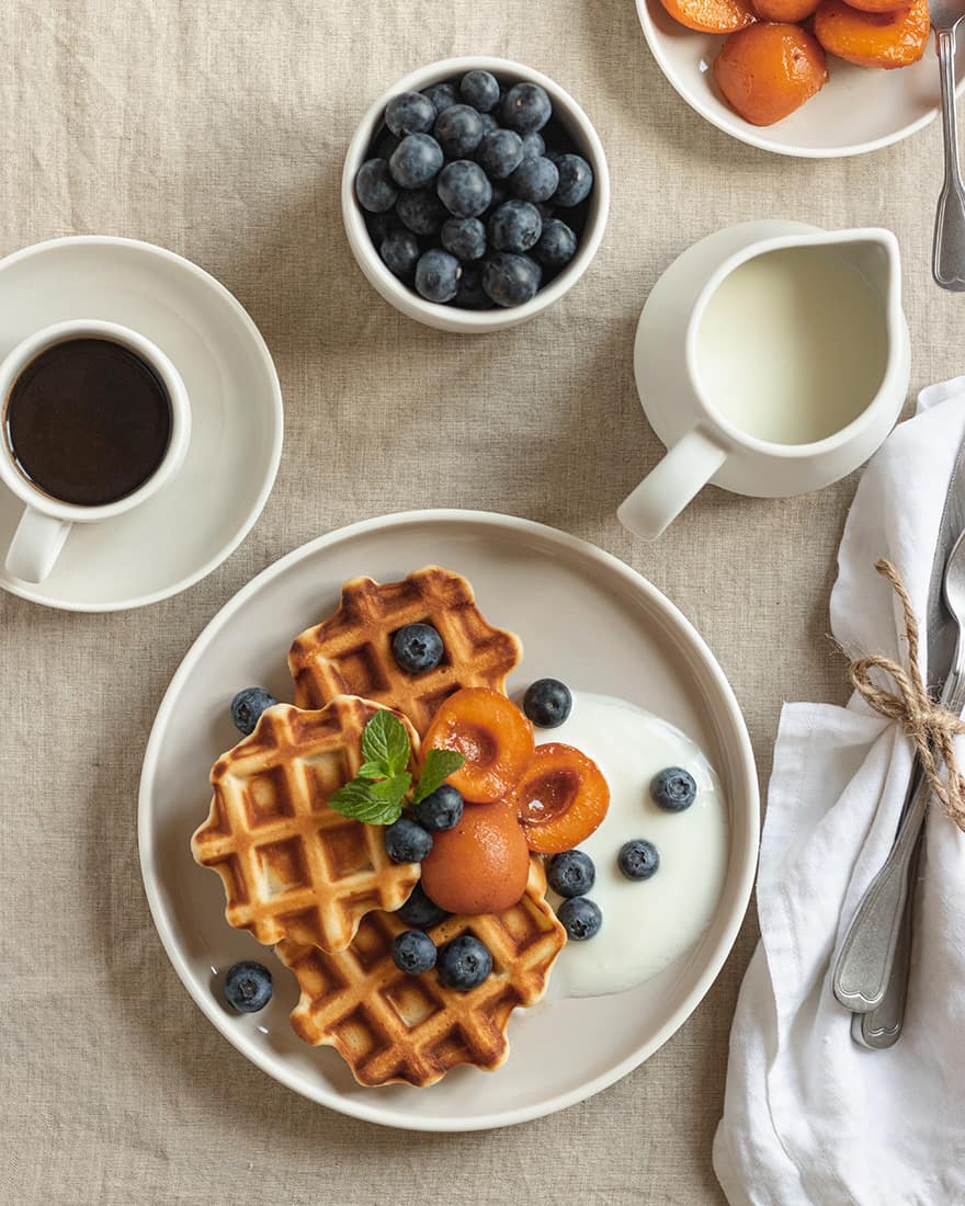 Waffles and blueberries