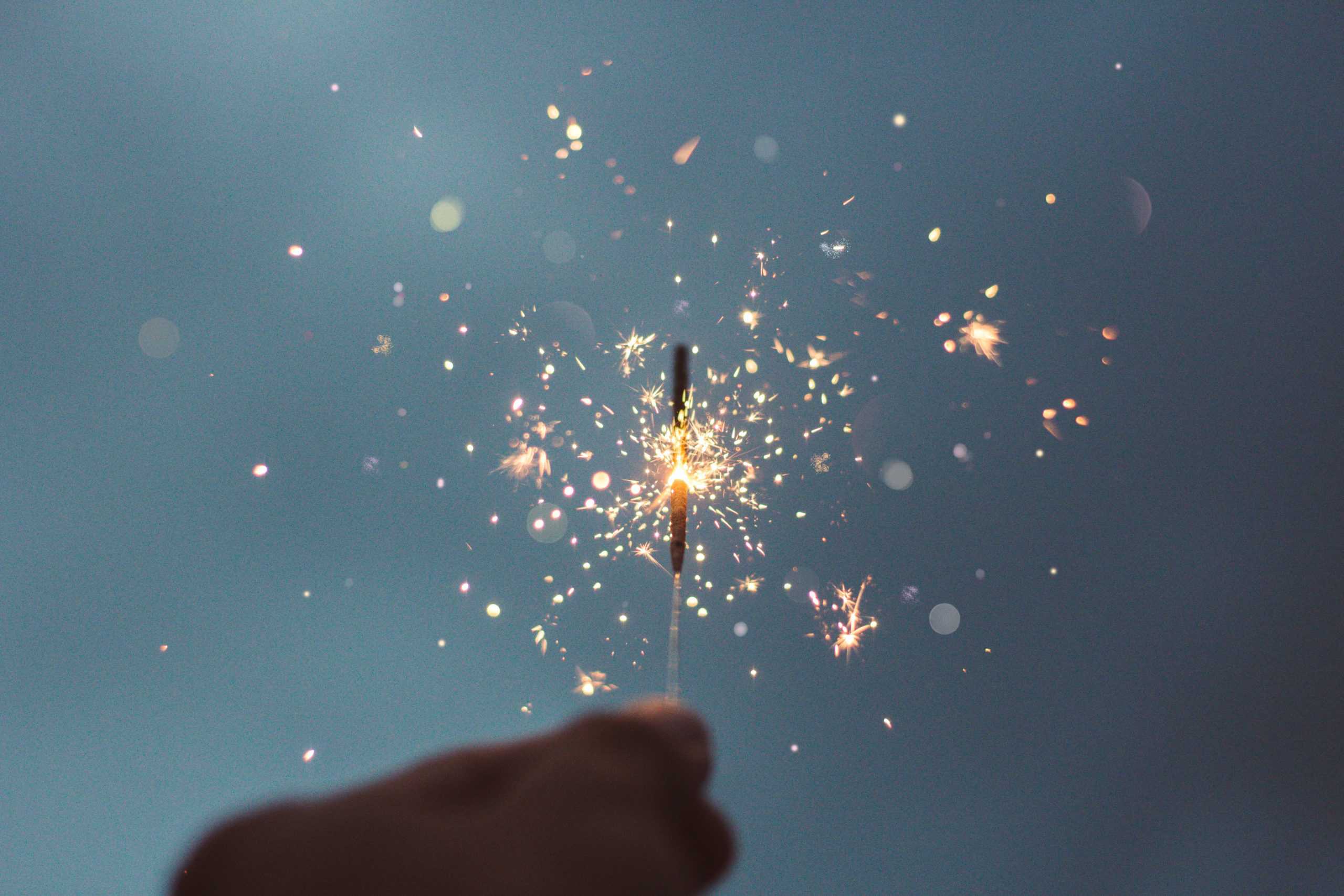 celebrating non-diet goals for the new year by lighting a sparkler